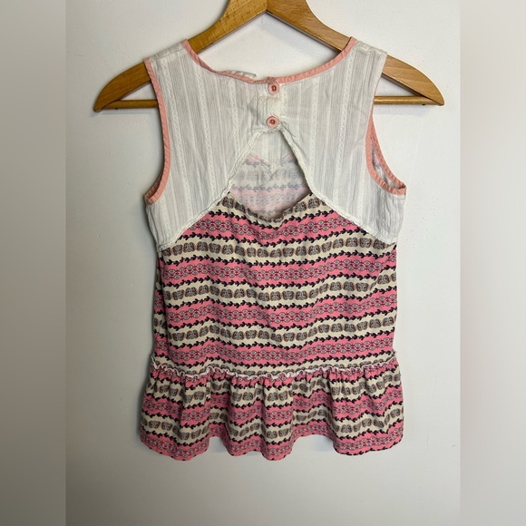 Matilda Jane Pink Brown Patterned Sleeveles tunic Top Youth Girls Size 14 Barbie - Picture 3 of 10